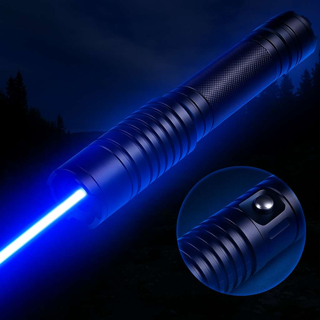 Blue Beam Laser Torch | High-Intensity 450nm Optical Output | Tactical Range Over 5000m | Aluminium Torch with Adjustable Focus | Fire-Starting Capable Torch