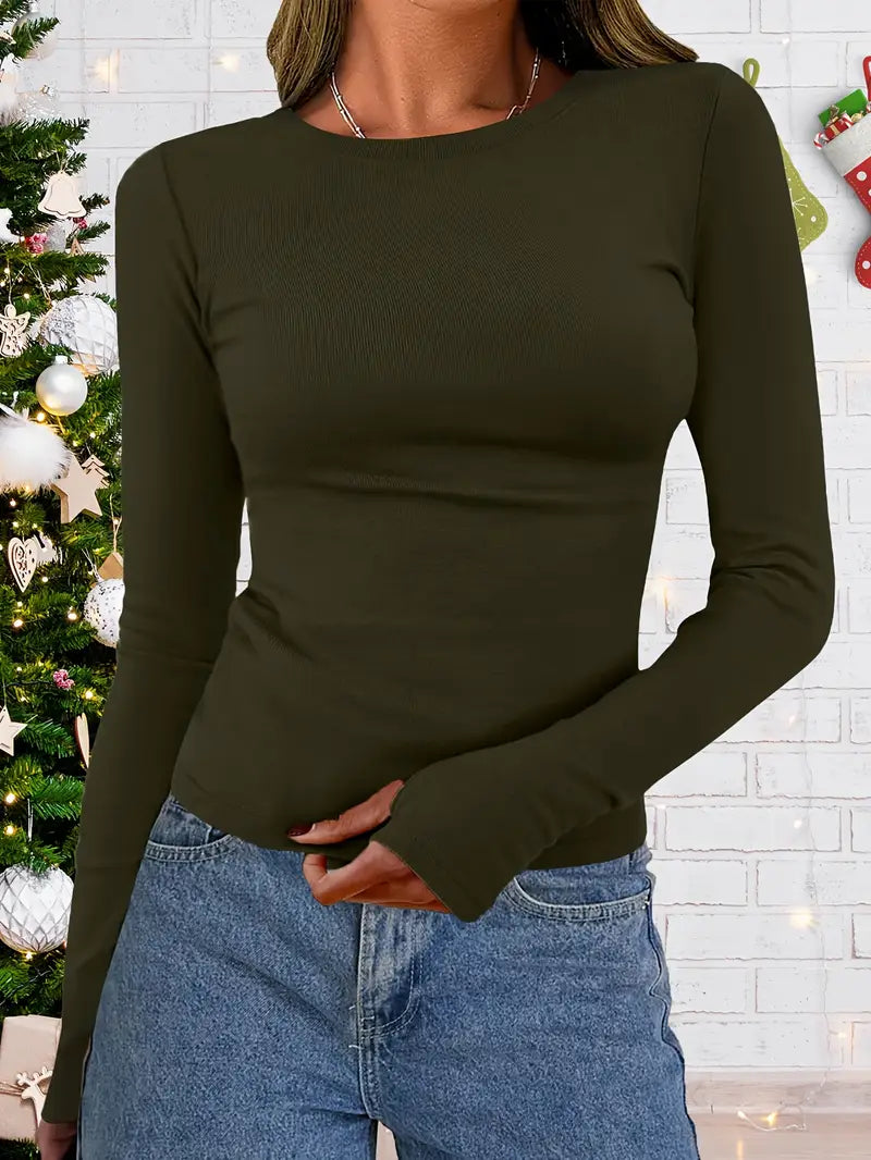 Women's Long-Sleeved Round-Neck Top for Autumn & Winter – Vivienne