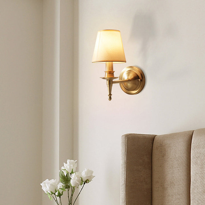 Silva Landerne Vintage Wall Sconce, 5 Styles, Metal/Fabric, Gold, Bedroom