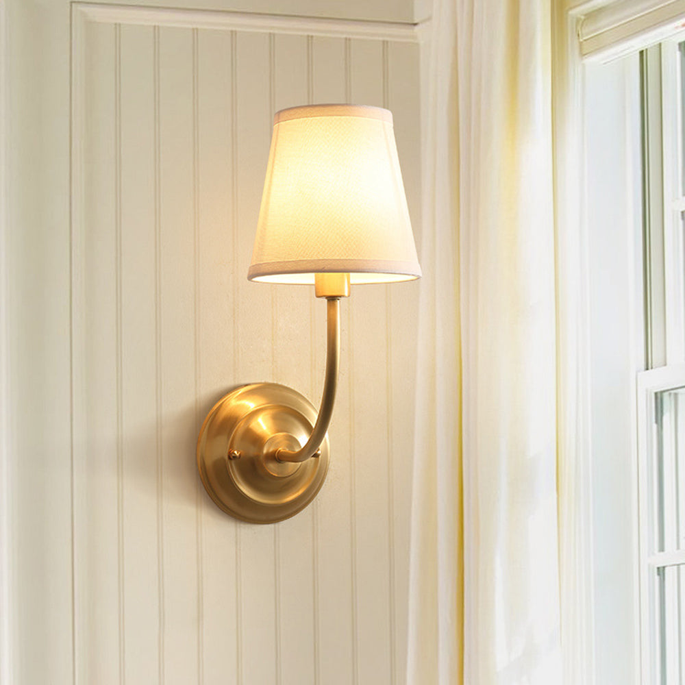 Silva Landerne Vintage Wall Sconce, 5 Styles, Metal/Fabric, Gold, Bedroom