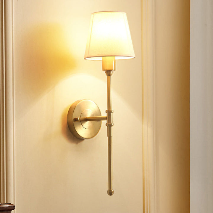 Silva Landerne Vintage Wall Sconce, 5 Styles, Metal/Fabric, Gold, Bedroom