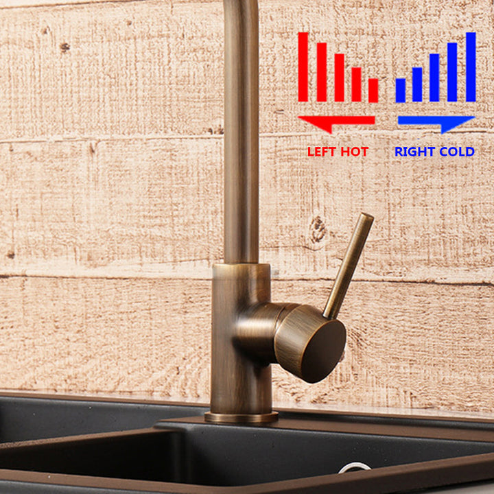 Brass Kitchen Tap with Single Handle and Antique Bronze Finish