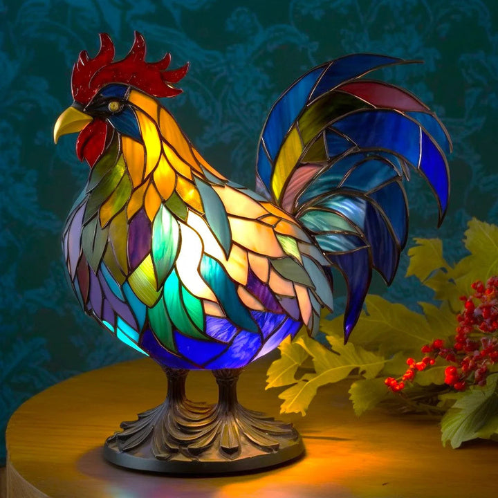 VitraGlow Handmade Glass Ornament | Elegant Resin and Glass Table Lamp with Vibrant Artistic Patterns