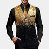Men's Glitter Waistcoat with Satin Lapels Gold
