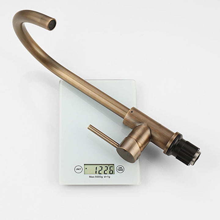 Brass Kitchen Tap with Single Handle and Antique Bronze Finish