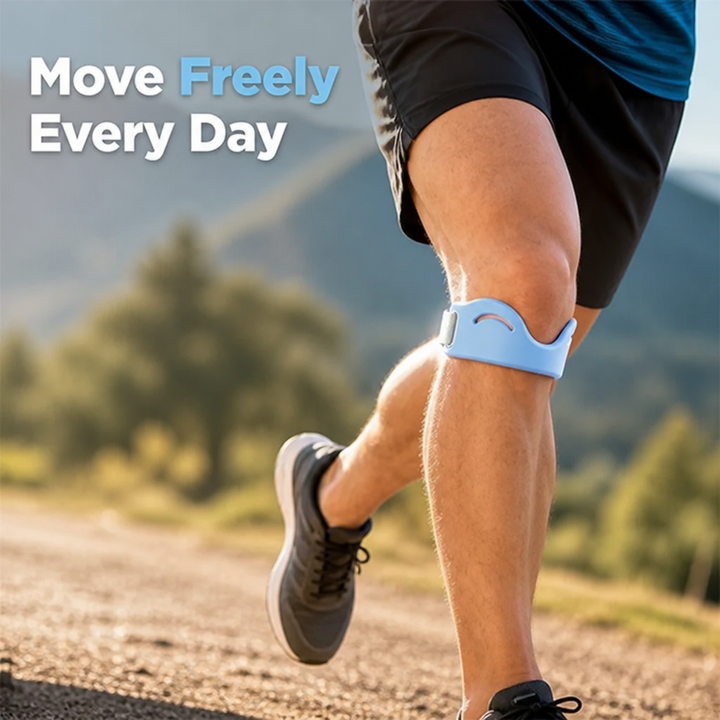 Adjustable Knee Support Strap with Silicone Pad and Two Buckles, Breathable
