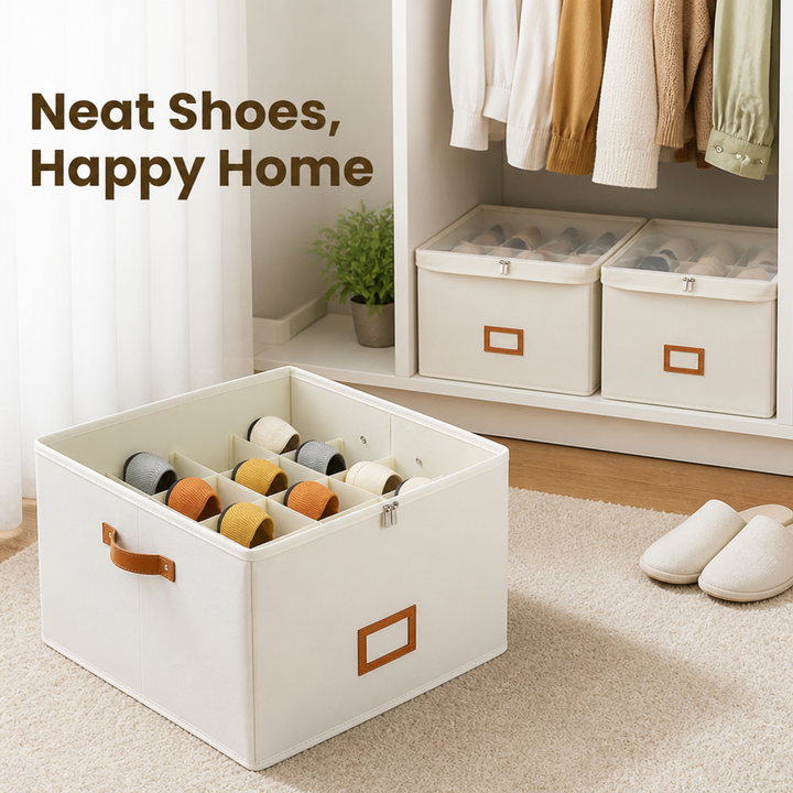 Foldable Shoe Organiser — Breathable, Space-Saving Wardrobe Storage
