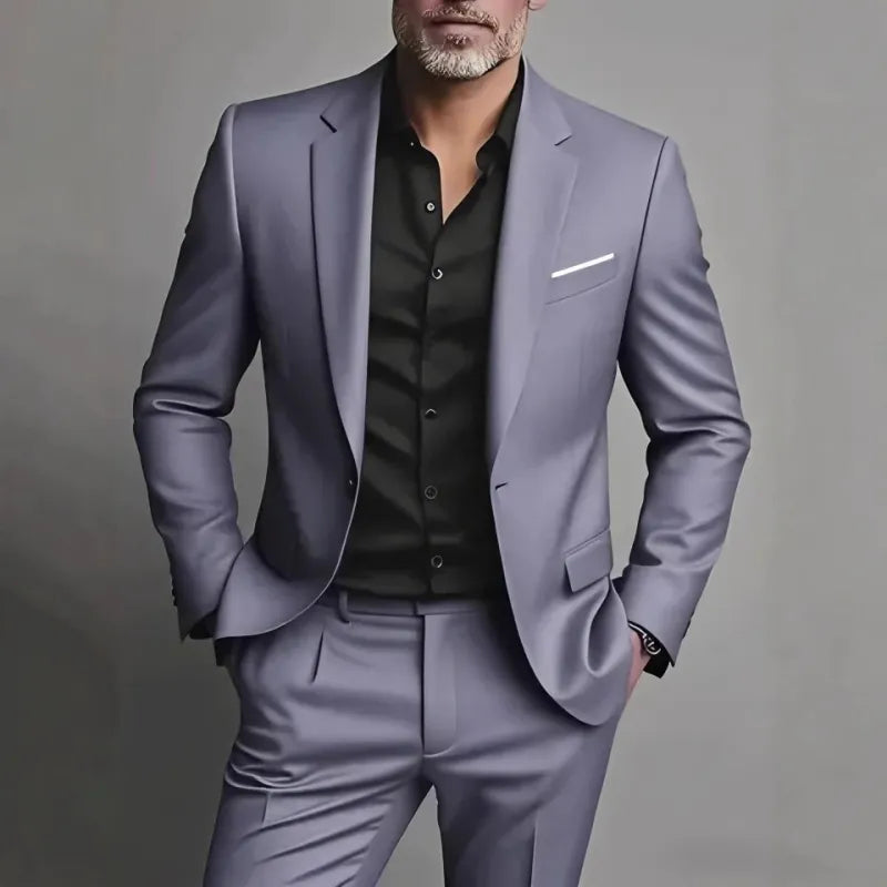 Men's Slim Fit Suit Set - Business-Casual Blazer and Trousers