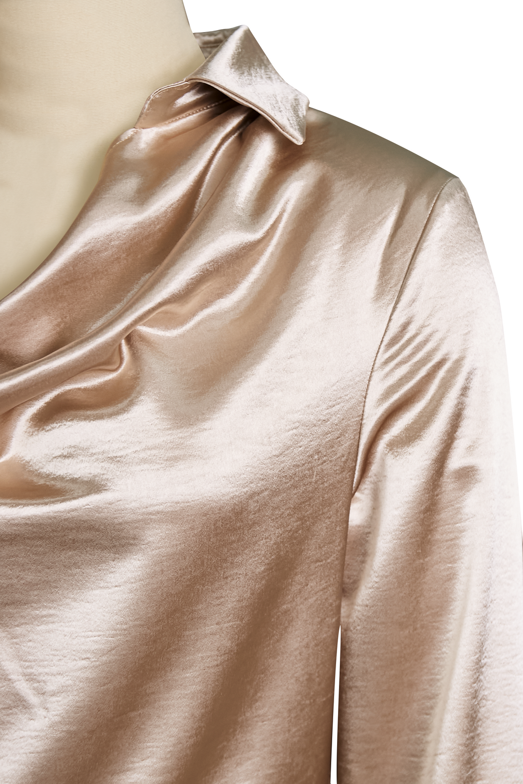 Women's Fitted Blouse – With Draped Neckline, Suitable for Work and Everyday Wear