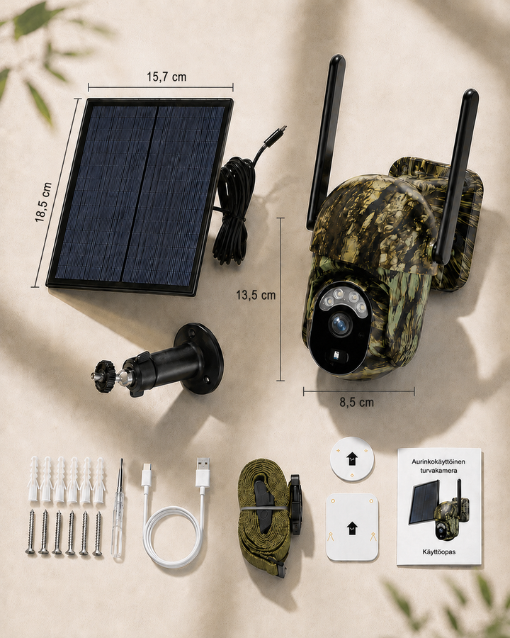 Solar-Powered Wireless Security Camera with 4G LTE or WiFi, 2K Resolution, PTZ, Night Vision