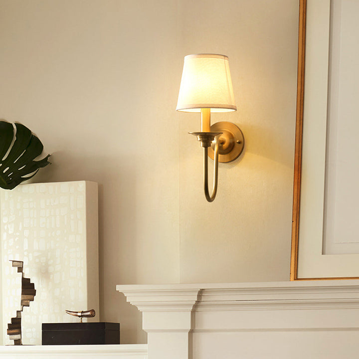 Silva Landerne Vintage Wall Sconce, 5 Styles, Metal/Fabric, Gold, Bedroom