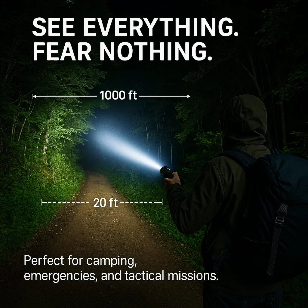 100000 Lumen Tactical Flashlight - Bright LED Torch