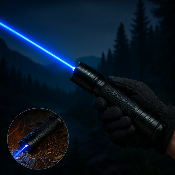 Blue Beam Laser Torch | High-Intensity 450nm Optical Output | Tactical Range Over 5000m | Aluminium Torch with Adjustable Focus | Fire-Starting Capable Torch