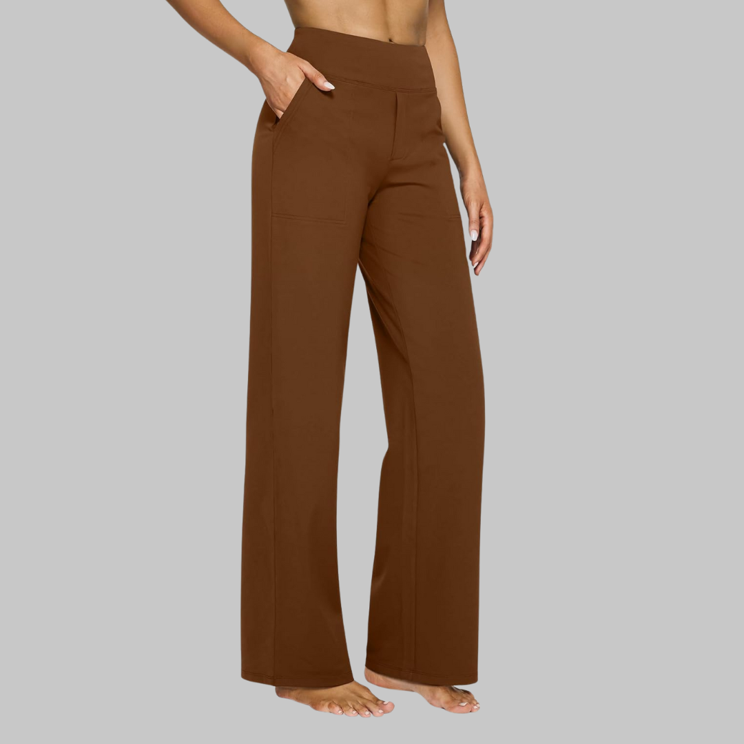 Women's High-Waisted Stretch Trousers – Comfortable Pull-On Trousers