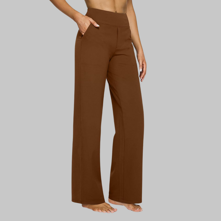 Women's High-Waisted Stretch Trousers – Comfortable Pull-On Trousers