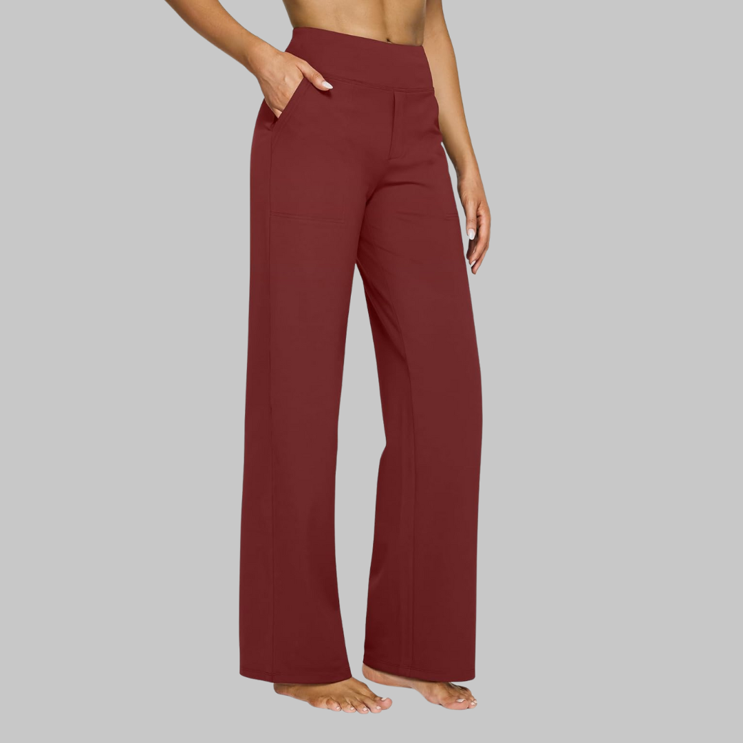 Women's High-Waisted Stretch Trousers – Comfortable Pull-On Trousers