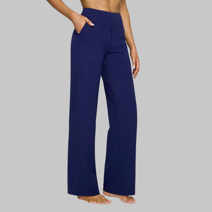 Women's High-Waisted Stretch Trousers – Comfortable Pull-On Trousers