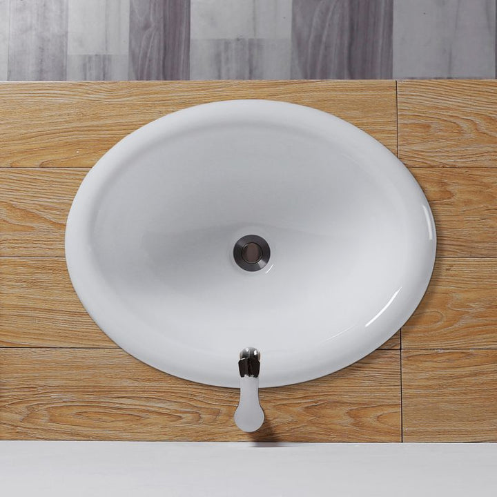 Undermount White Ceramic Basin with Shut-Off Valve