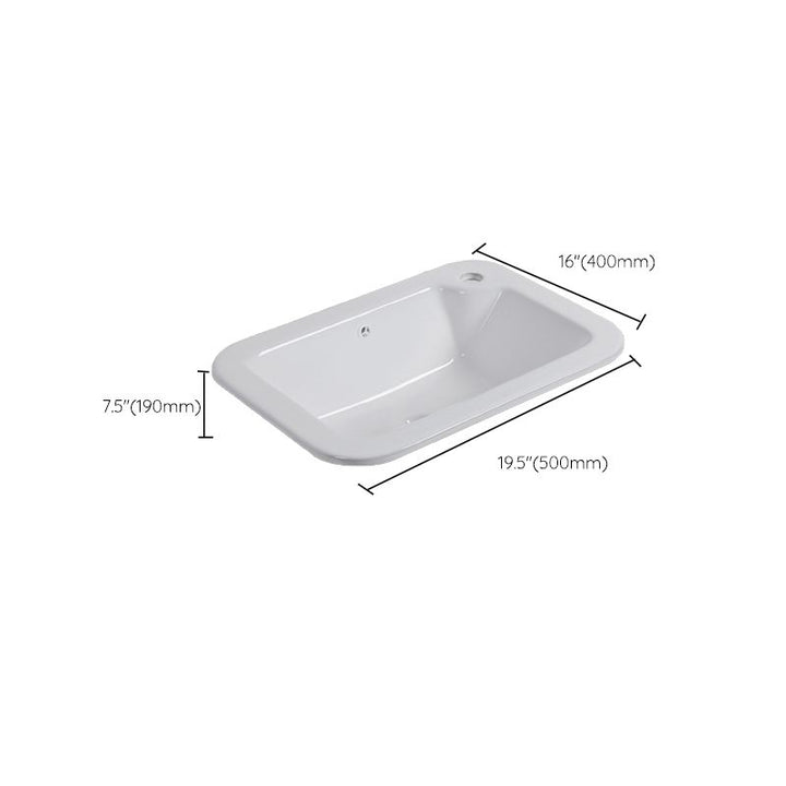 Undermount White Ceramic Basin with Shut-Off Valve