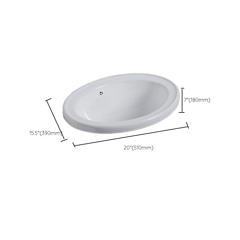 Undermount White Ceramic Basin with Shut-Off Valve