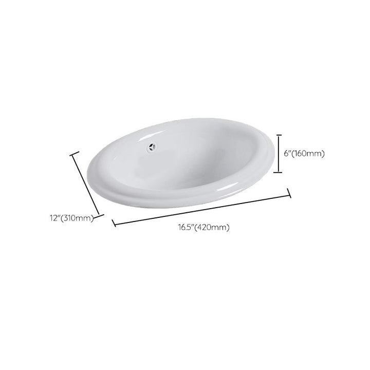 Undermount White Ceramic Basin with Shut-Off Valve