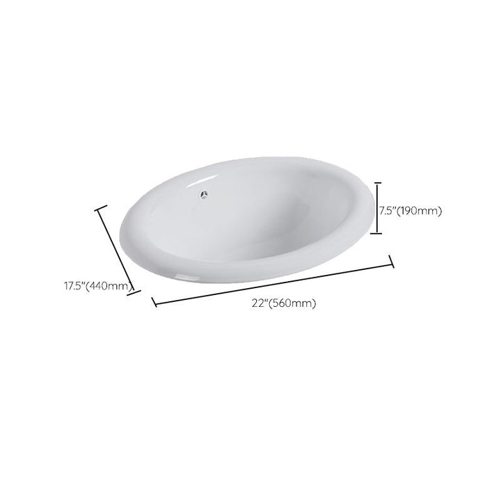 Undermount White Ceramic Basin with Shut-Off Valve