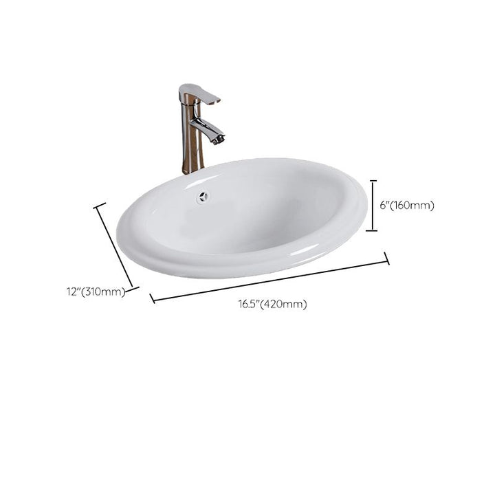 Undermount White Ceramic Basin with Shut-Off Valve