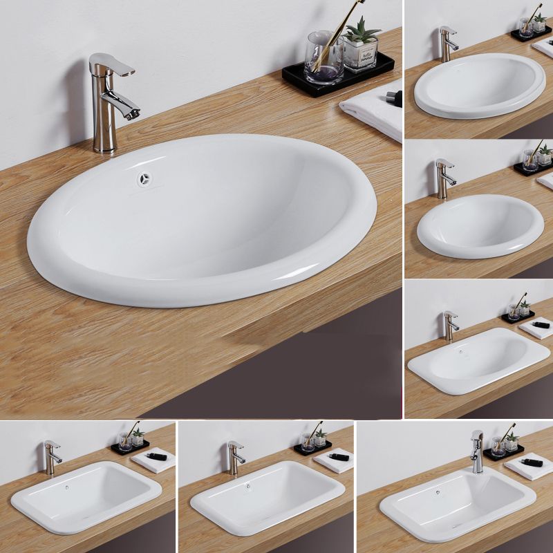 Undermount White Ceramic Basin with Shut-Off Valve
