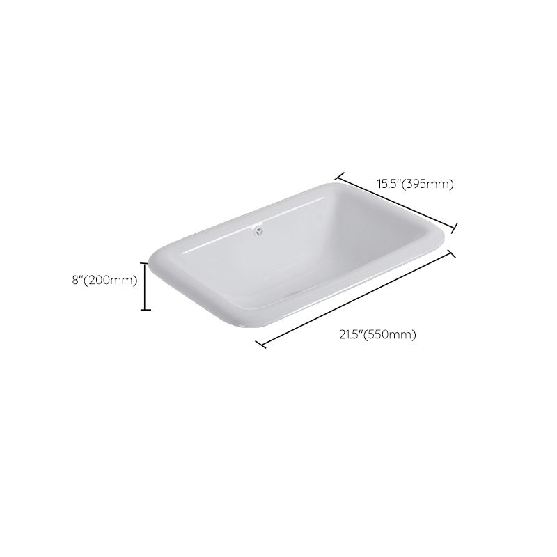 Undermount White Ceramic Basin with Shut-Off Valve