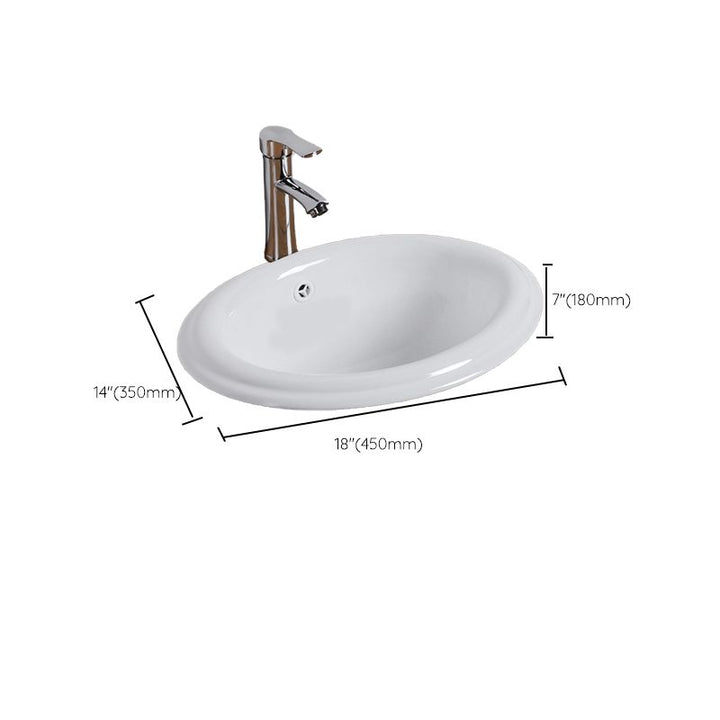 Undermount White Ceramic Basin with Shut-Off Valve