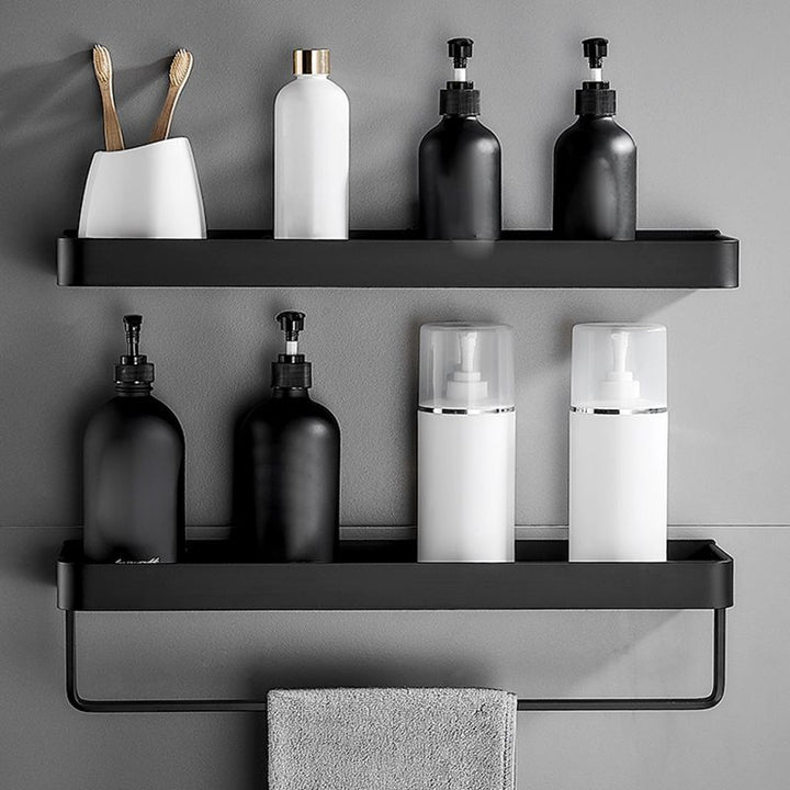 Modern Matte Black Bathroom Set 1/2 - Stainless Steel Bathroom Shelf