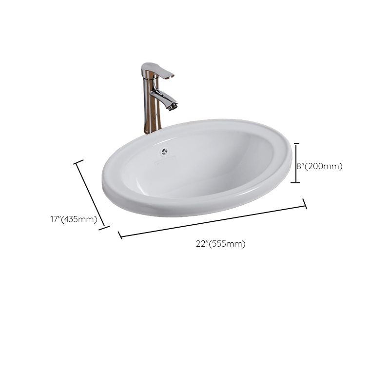 Undermount White Ceramic Basin with Shut-Off Valve