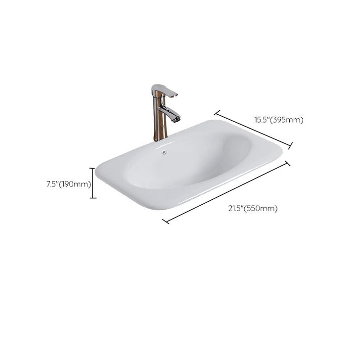 Undermount White Ceramic Basin with Shut-Off Valve