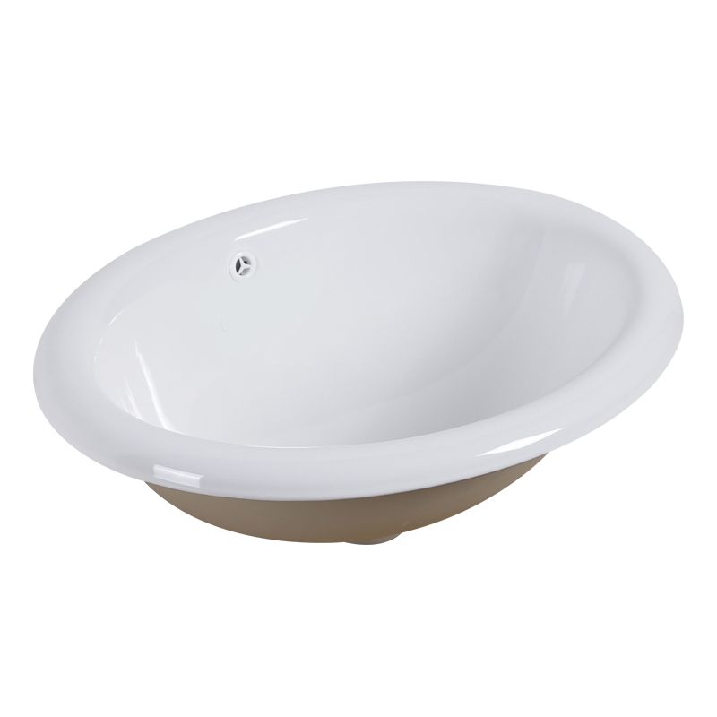 Undermount White Ceramic Basin with Shut-Off Valve