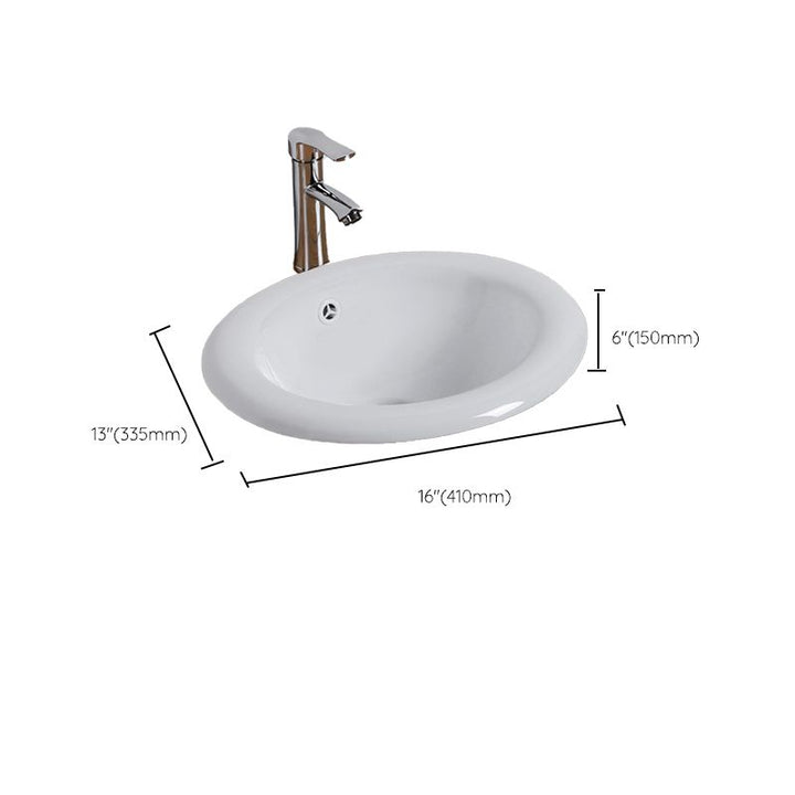 Undermount White Ceramic Basin with Shut-Off Valve