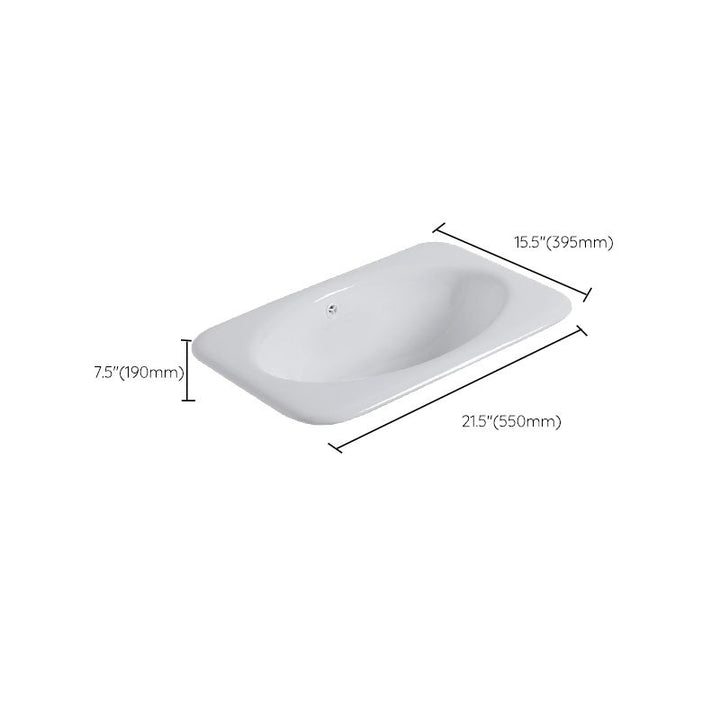 Undermount White Ceramic Basin with Shut-Off Valve