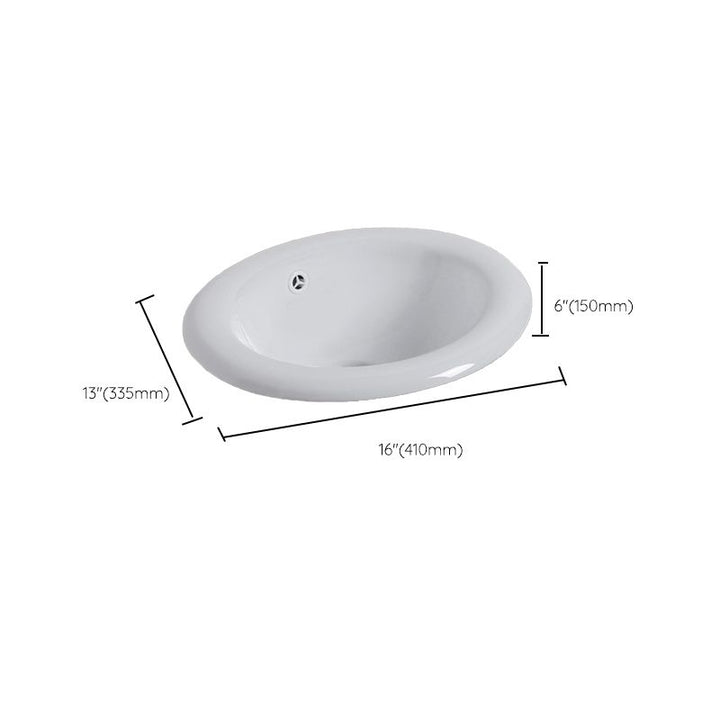 Undermount White Ceramic Basin with Shut-Off Valve