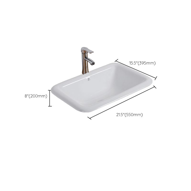 Undermount White Ceramic Basin with Shut-Off Valve