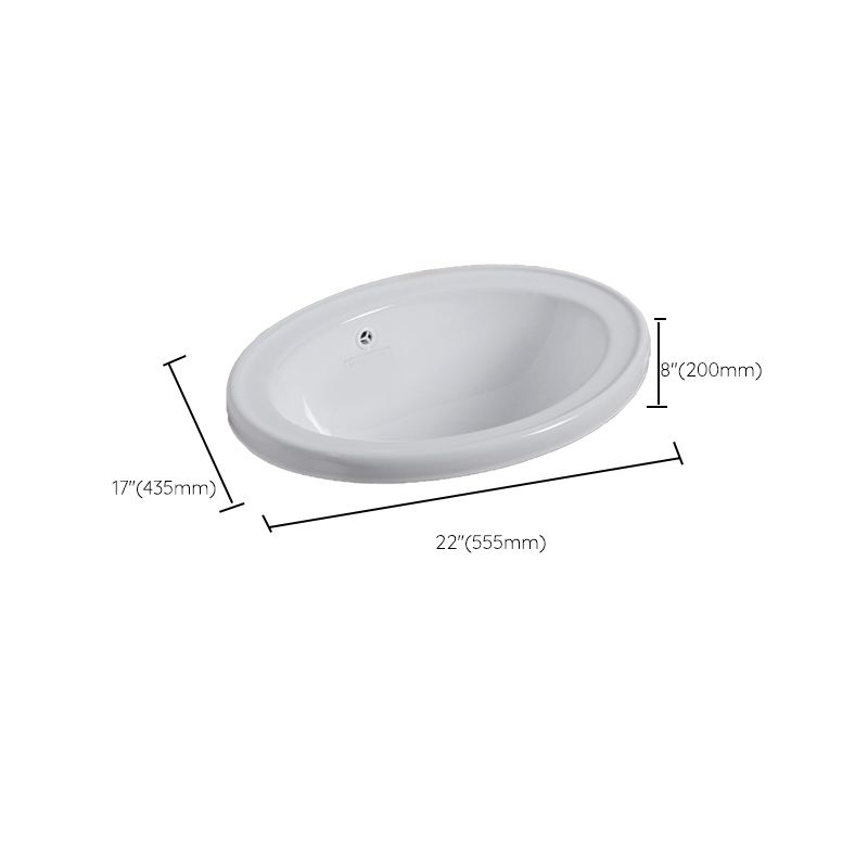 Undermount White Ceramic Basin with Shut-Off Valve