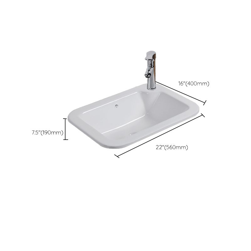 Undermount White Ceramic Basin with Shut-Off Valve