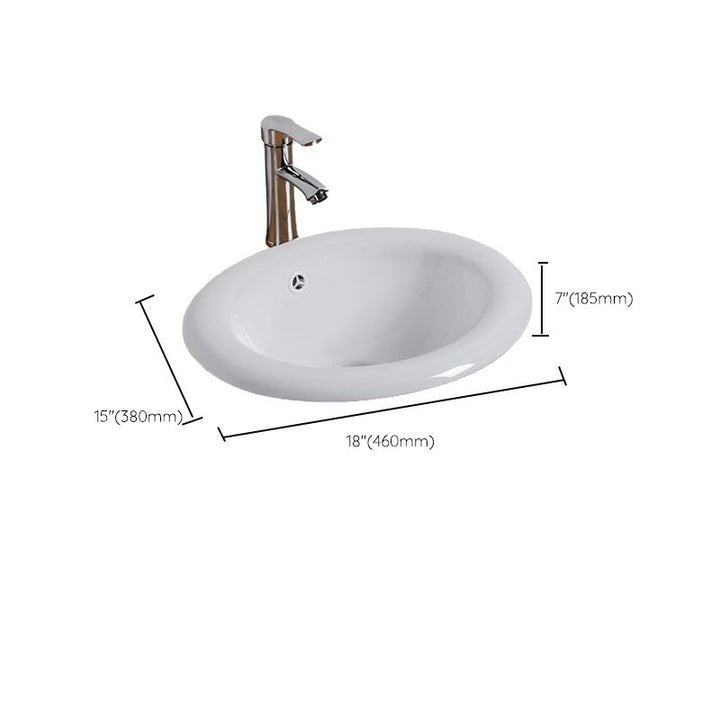 Undermount White Ceramic Basin with Shut-Off Valve