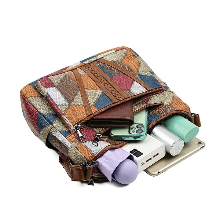 Everyday Patchwork Bag with Faux Leather Inserts.