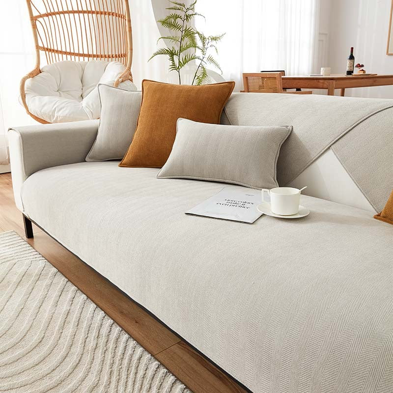 AestheticCover™ | Chenille Sofa Cover with Herringbone Pattern