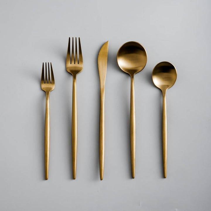 Luxe Stainless Steel Cutlery Set – Gold Design | 24 Pieces / 48 Pieces