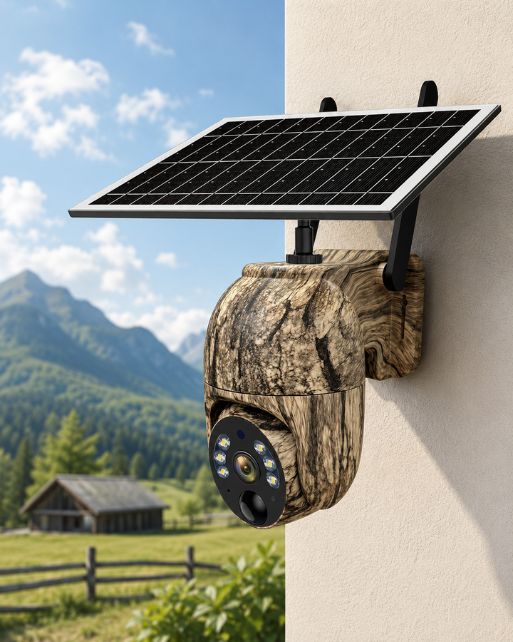 Solar-Powered Wireless Security Camera with 4G LTE or WiFi, 2K Resolution, PTZ, Night Vision