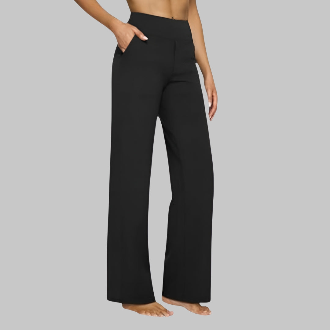 Women's High-Waisted Stretch Trousers – Comfortable Pull-On Trousers