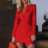 Trendy Women’s Mini Blazer Dress – Deep V and Long Sleeves