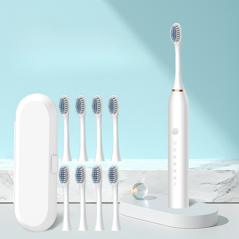 Zahnoa Sonic Toothbrush | Ultrasonic Cleaning | Quiet and Rechargeable | 8 Replacement Heads