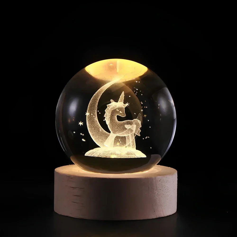 LED Crystal Sphere Night Light Cosmic 3D Planet Display