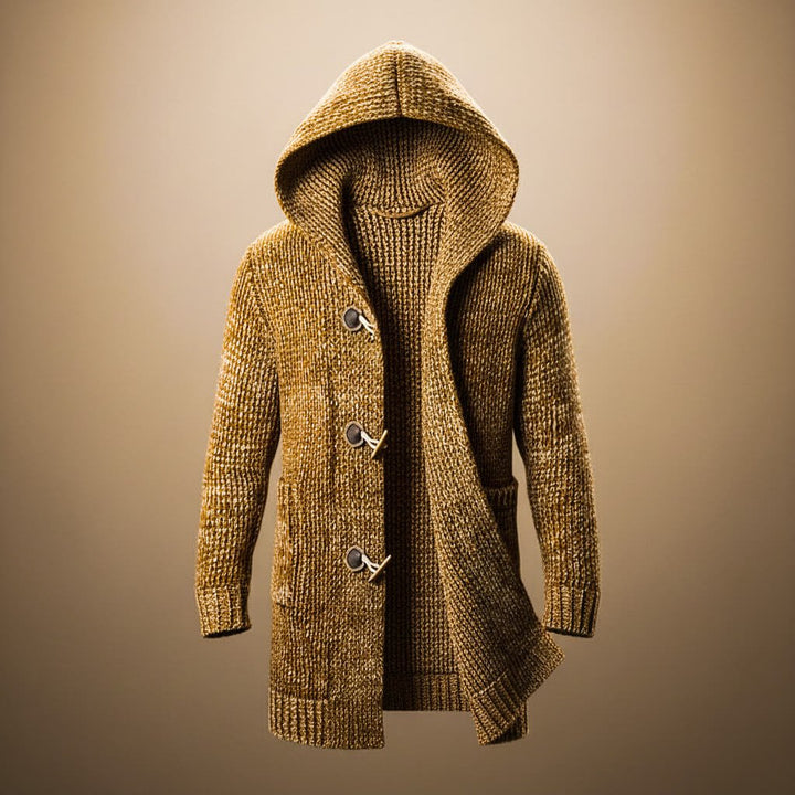 Men's Knitted Hooded Cardigan – Chunky Knit Duffle Cardigan